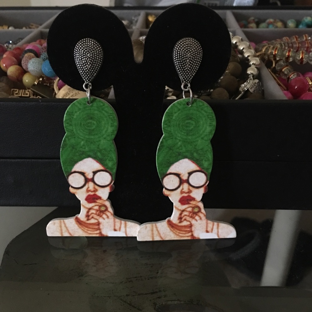 Abstract face earrings - Picture 5 of 6